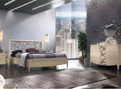 Schlafzimmer Set Komplett Bett 2x Nachttisch Kommode 5tlg neu beige